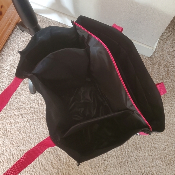 Pampered Chef XL Heavy Duty Consultant Divided Pink White & Black Tote Bag EUC* - Picture 4 of 6